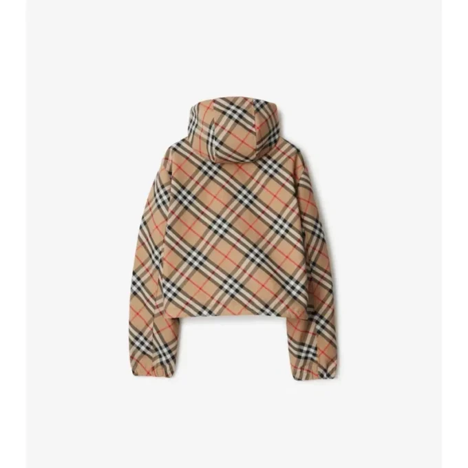 Chaqueta reversible de cuadros corta