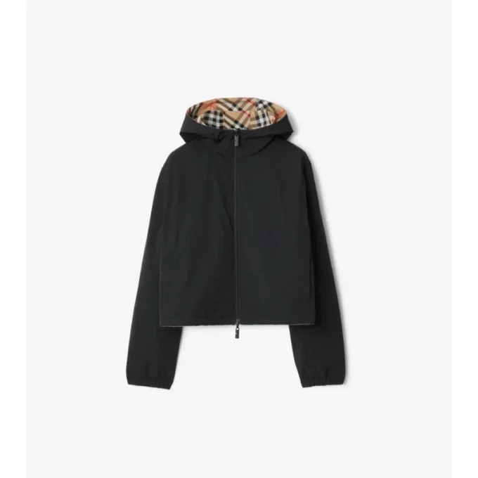 Chaqueta reversible de cuadros corta