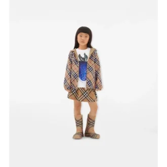 Chaqueta reversible de mezcla de algodón con estampado de cuadros