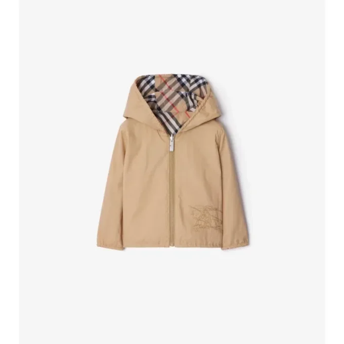 Chaqueta reversible de mezcla de algodón con estampado de cuadros