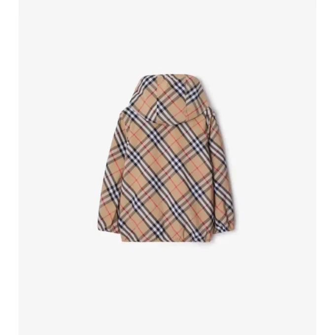 Chaqueta reversible de mezcla de algodón con estampado de cuadros