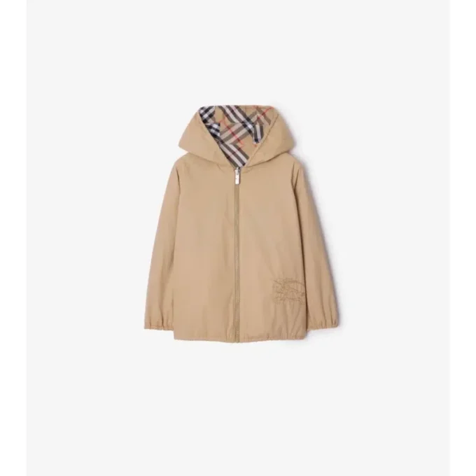 Chaqueta reversible de mezcla de algodón con estampado de cuadros