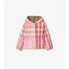 Chaqueta reversible de nylon con capucha y estampado de cuadros