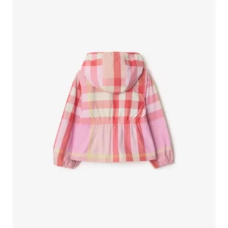 Chaqueta reversible de nylon con capucha y estampado de cuadros