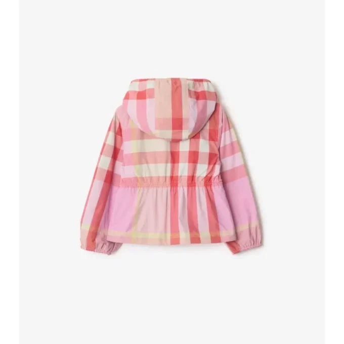 Chaqueta reversible de nylon con capucha y estampado de cuadros