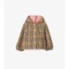 Chaqueta reversible de nylon con capucha y estampado de cuadros