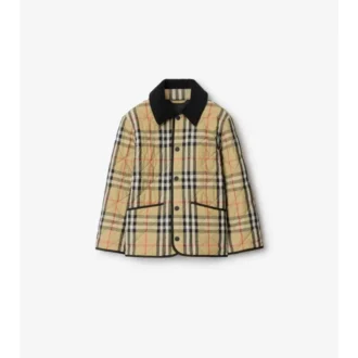 Chaqueta tipo granero de nailon acolchado con estampado de cuadros