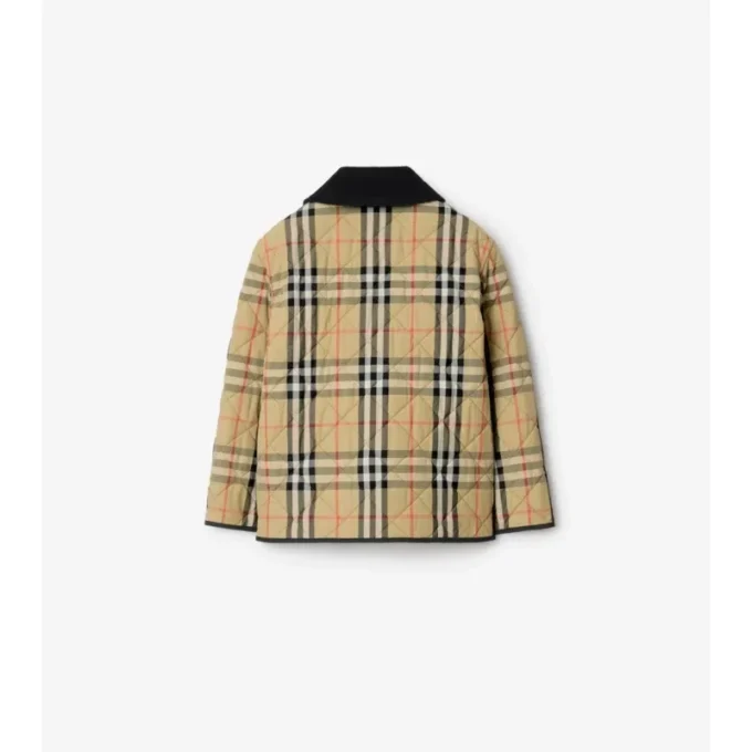 Chaqueta tipo granero de nailon acolchado con estampado de cuadros