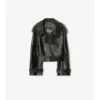 Chaqueta trench corta de cuero repujado