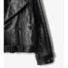 Chaqueta trench corta de piel repujada