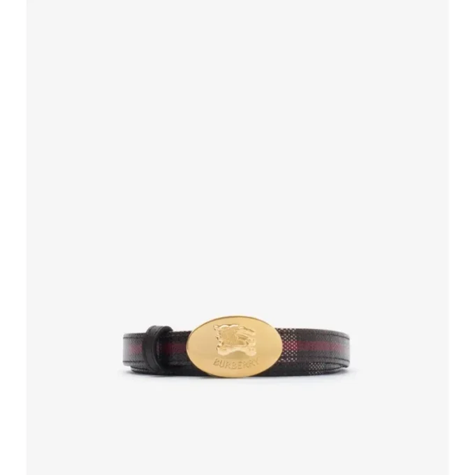 Cinturón fino reversible con estampado de caballero a cuadros 