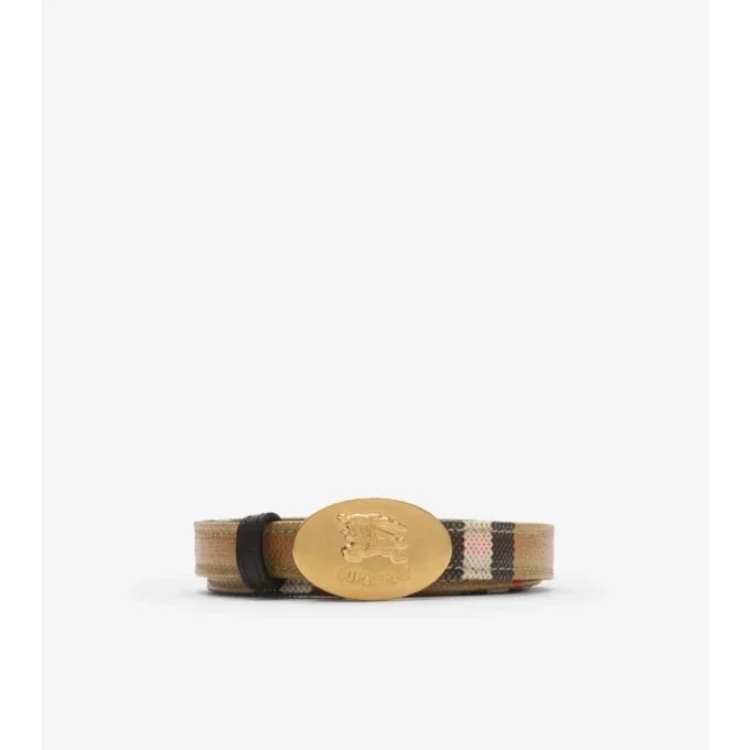 Cinturón fino reversible con estampado de caballero a cuadros 