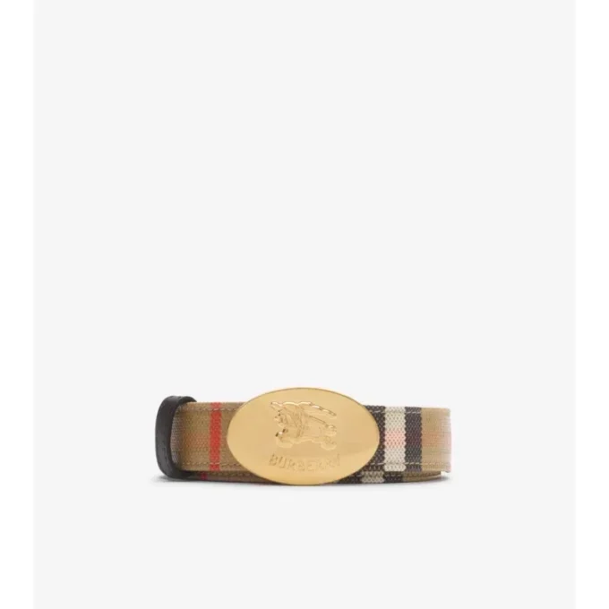 Cinturón reversible con estampado de caballero y cuadros 