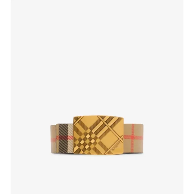 Cinturón reversible con estampado de cuadros grabado