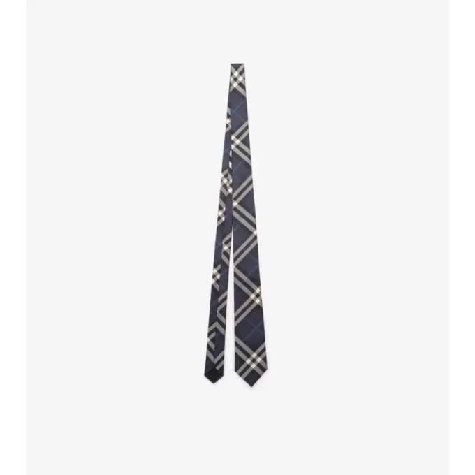 Corbata de seda con estampado de cuadros