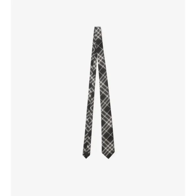 Corbata de seda con estampado de cuadros