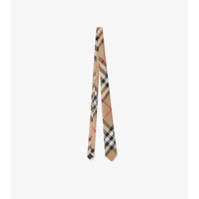 Corbata de seda con estampado de cuadros