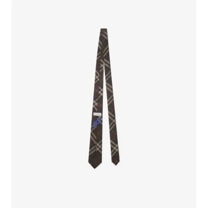 Corbata de seda con estampado de cuadros