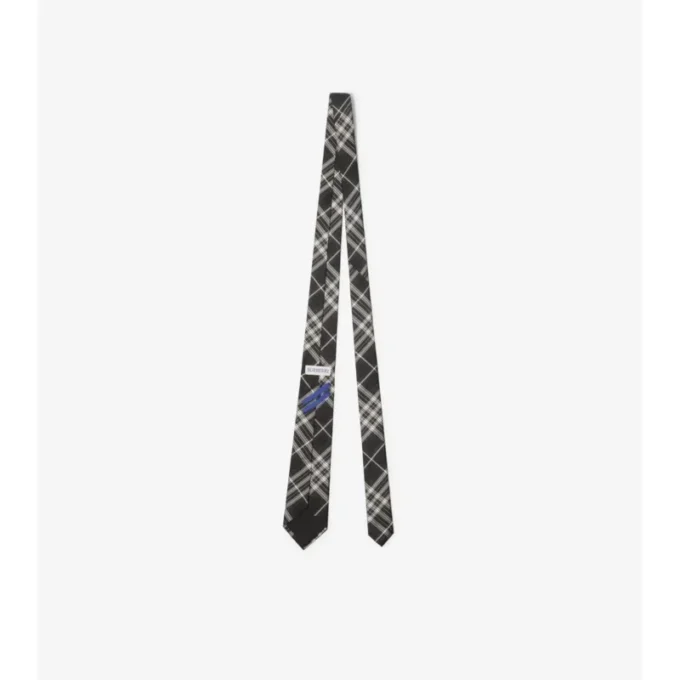 Corbata de seda con estampado de cuadros