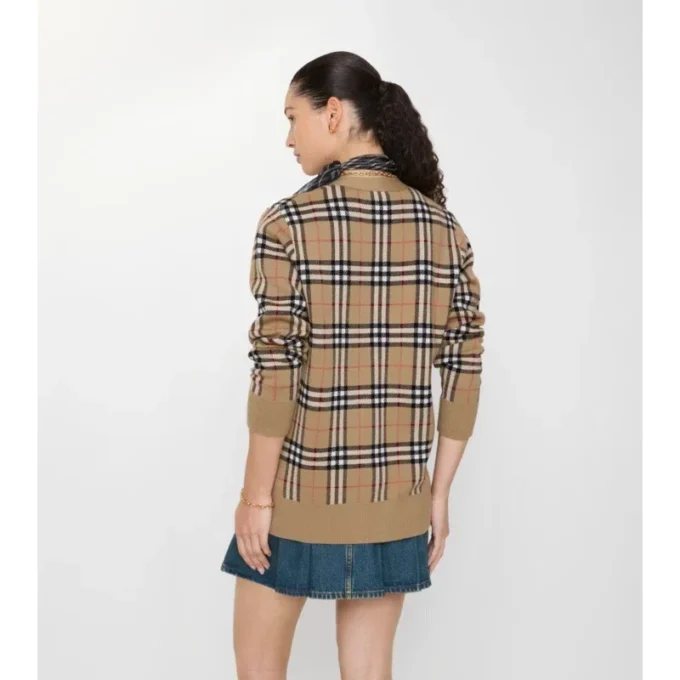 Cárdigan de algodón con estampado de cuadros