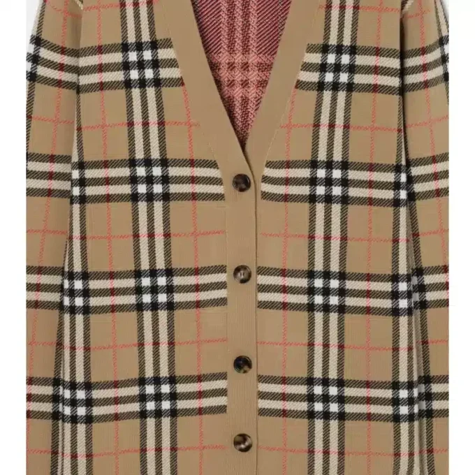 Cárdigan de algodón con estampado de cuadros