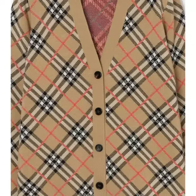 Cárdigan de algodón con estampado de cuadros