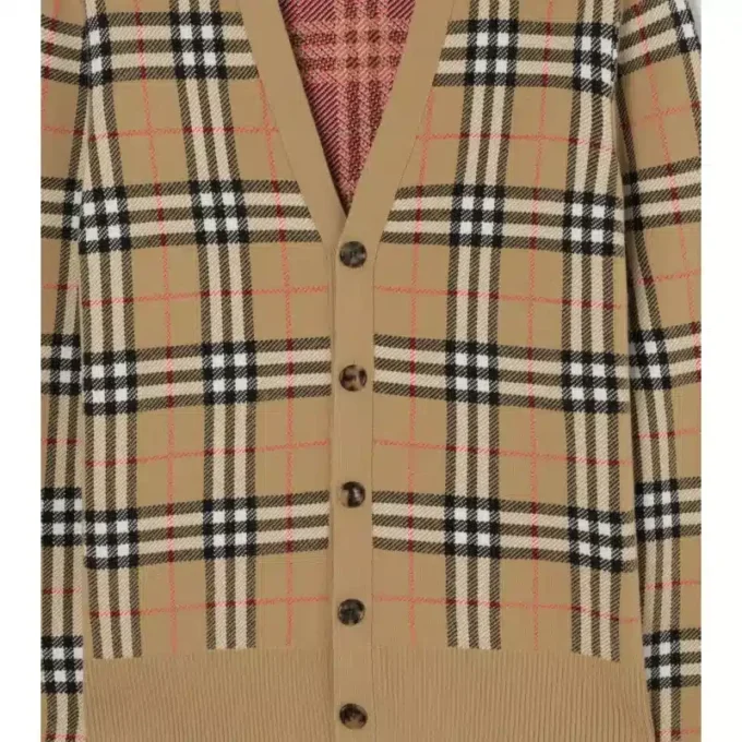 Cárdigan de algodón y lana con estampado de cuadros