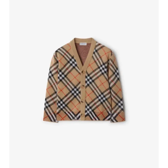 Cárdigan de lana con estampado de cuadros
