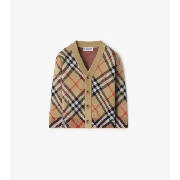 Cárdigan de lana con estampado de cuadros