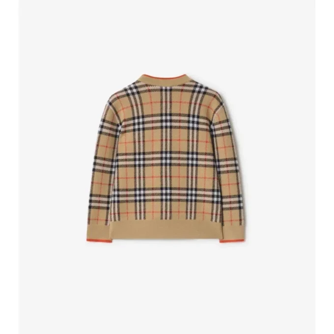 Cárdigan de lana con estampado de cuadros
