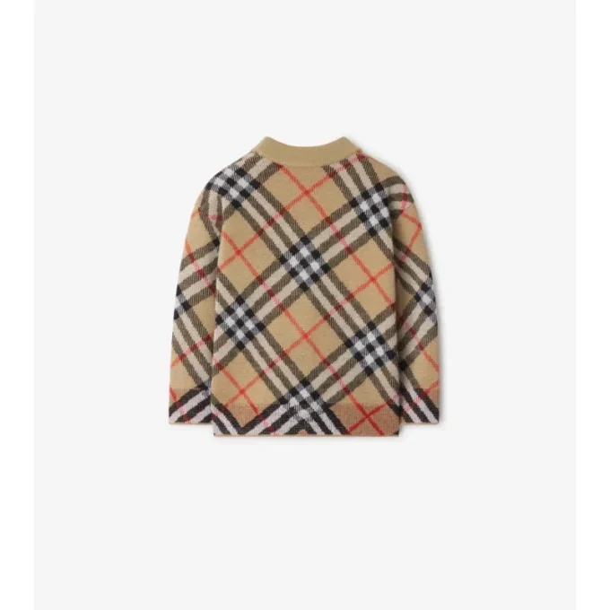 Cárdigan de lana con estampado de cuadros