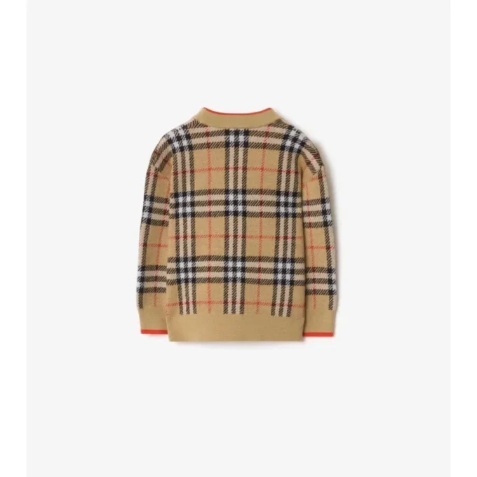 Cárdigan de lana con estampado de cuadros