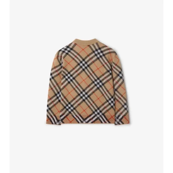 Cárdigan de lana con estampado de cuadros