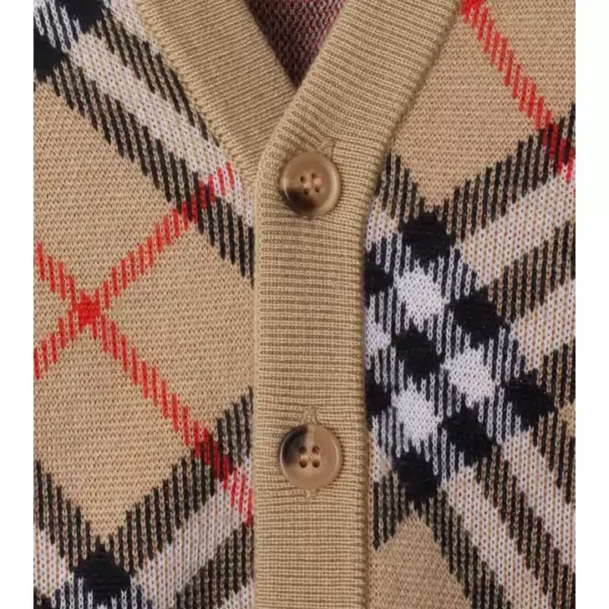 Cárdigan de lana con estampado de cuadros
