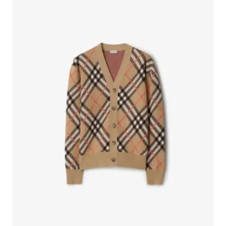 Cárdigan de mezcla de lana y mohair con estampado de cuadros