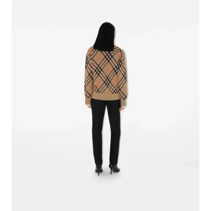Cárdigan de mezcla de lana y mohair con estampado de cuadros