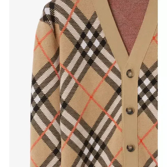 Cárdigan de mezcla de lana y mohair con estampado de cuadros