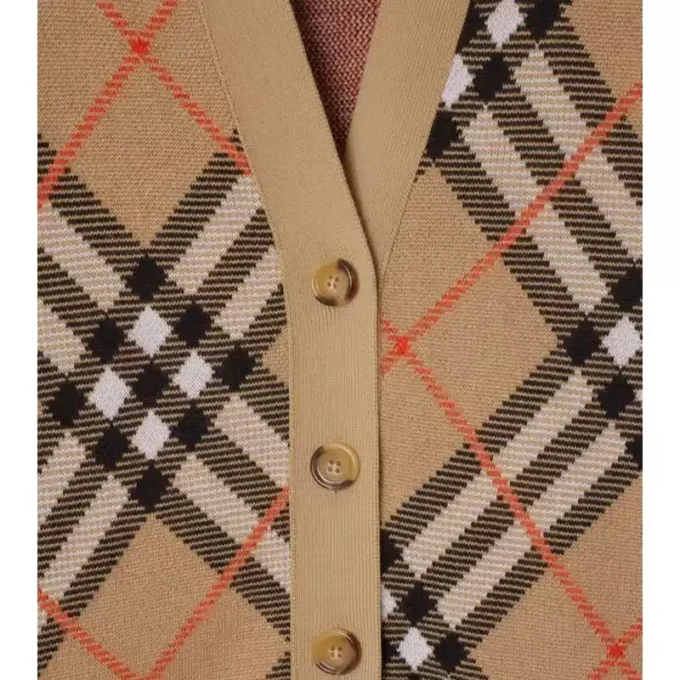 Cárdigan de mezcla de lana y mohair con estampado de cuadros