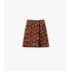 Falda de nailon acolchado con estampado de hojas de geranio