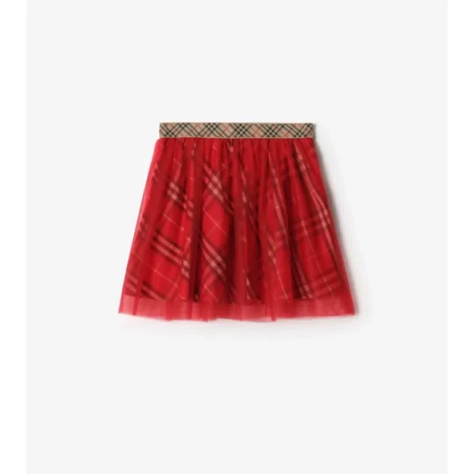 Falda de tul con estampado de cuadros
