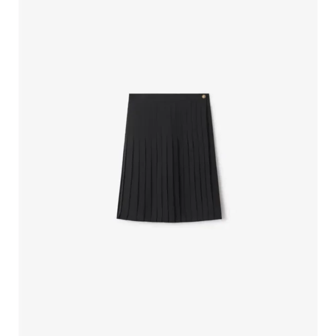 Falda midi plisada de mezcla de lana