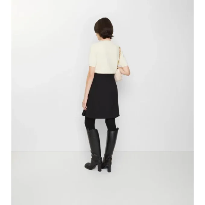 Falda midi plisada de mezcla de lana