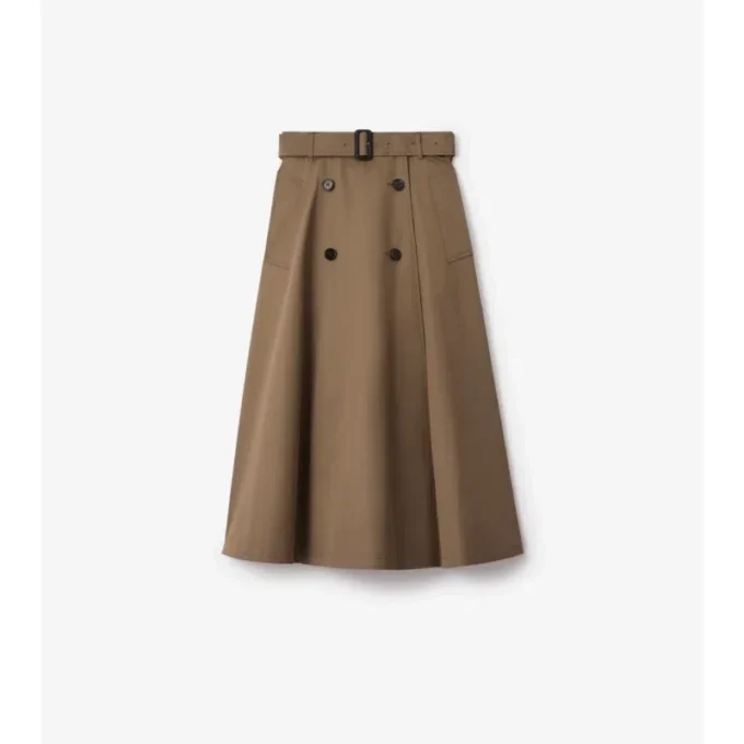 Falda midi tipo trench de Gabardine