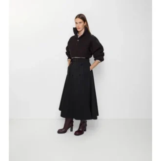 Falda midi tipo trench de Gabardine