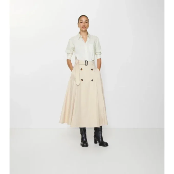 Falda midi tipo trench de Gabardine
