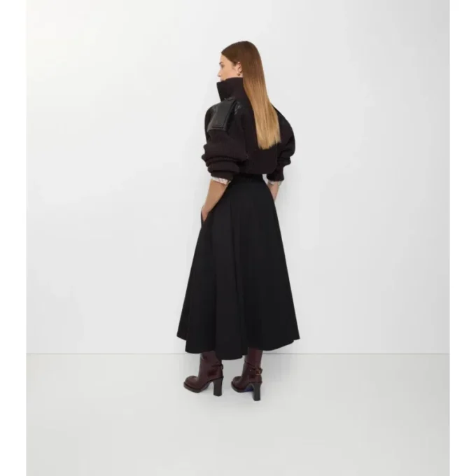 Falda midi tipo trench de Gabardine
