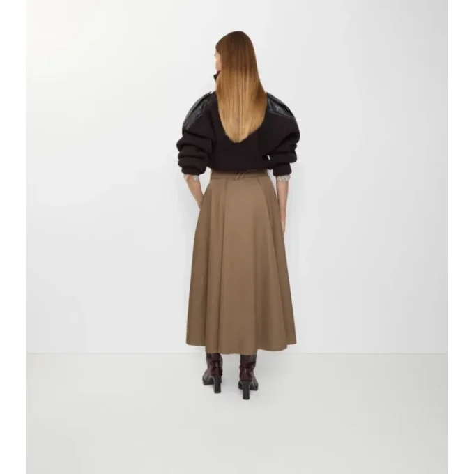 Falda midi tipo trench de Gabardine
