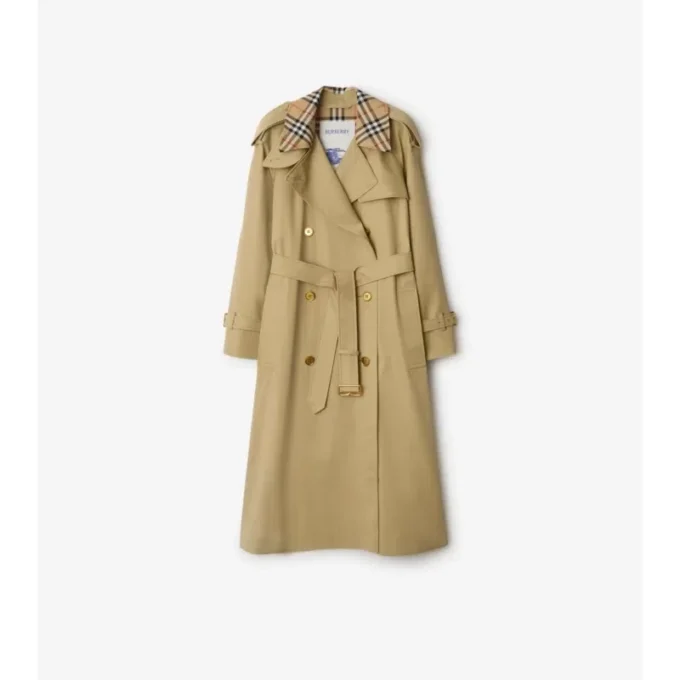 Gabardina Castleford con cuello largo a cuadros como Trench Coat