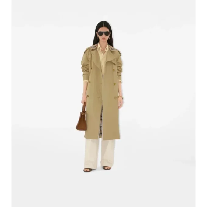 Gabardina Castleford con cuello largo a cuadros como Trench Coat