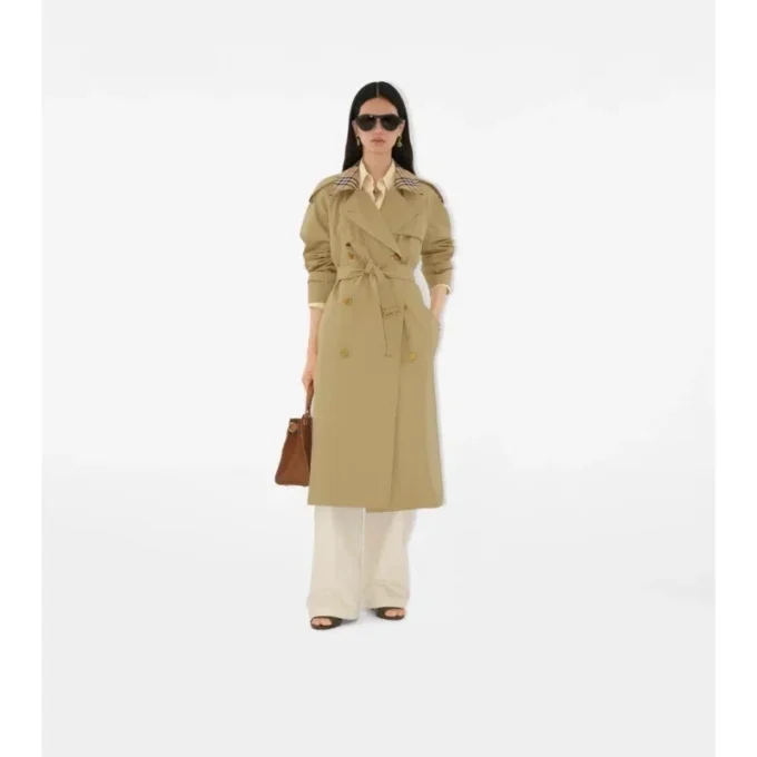 Gabardina Castleford con cuello largo a cuadros como Trench Coat